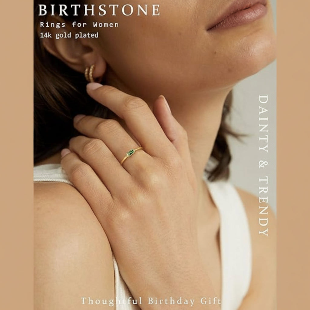 NASCERA - 14K plated Birthstone Rings