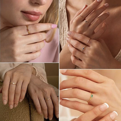 NASCERA - 14K plated Birthstone Rings